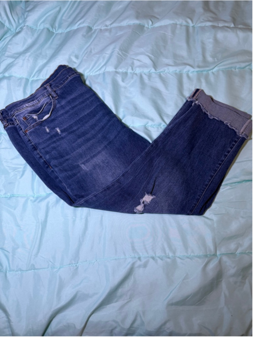 Women's Nicole Miller Blue Distressed High-Rise Skinny Crop Jeans 20W